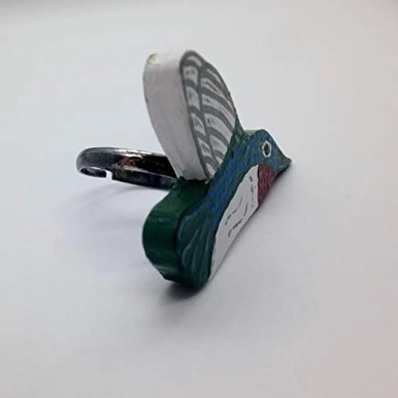 Wooden Hummingbird Ring handmade handcrafted jewelry - Picture 6 of 6